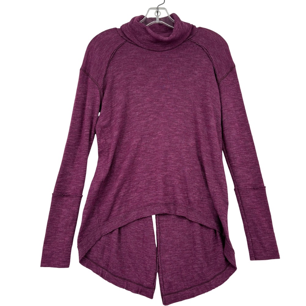 We The Free Free People Cowl Neck Pullover Top Womens XS Plum Split Back Hem
